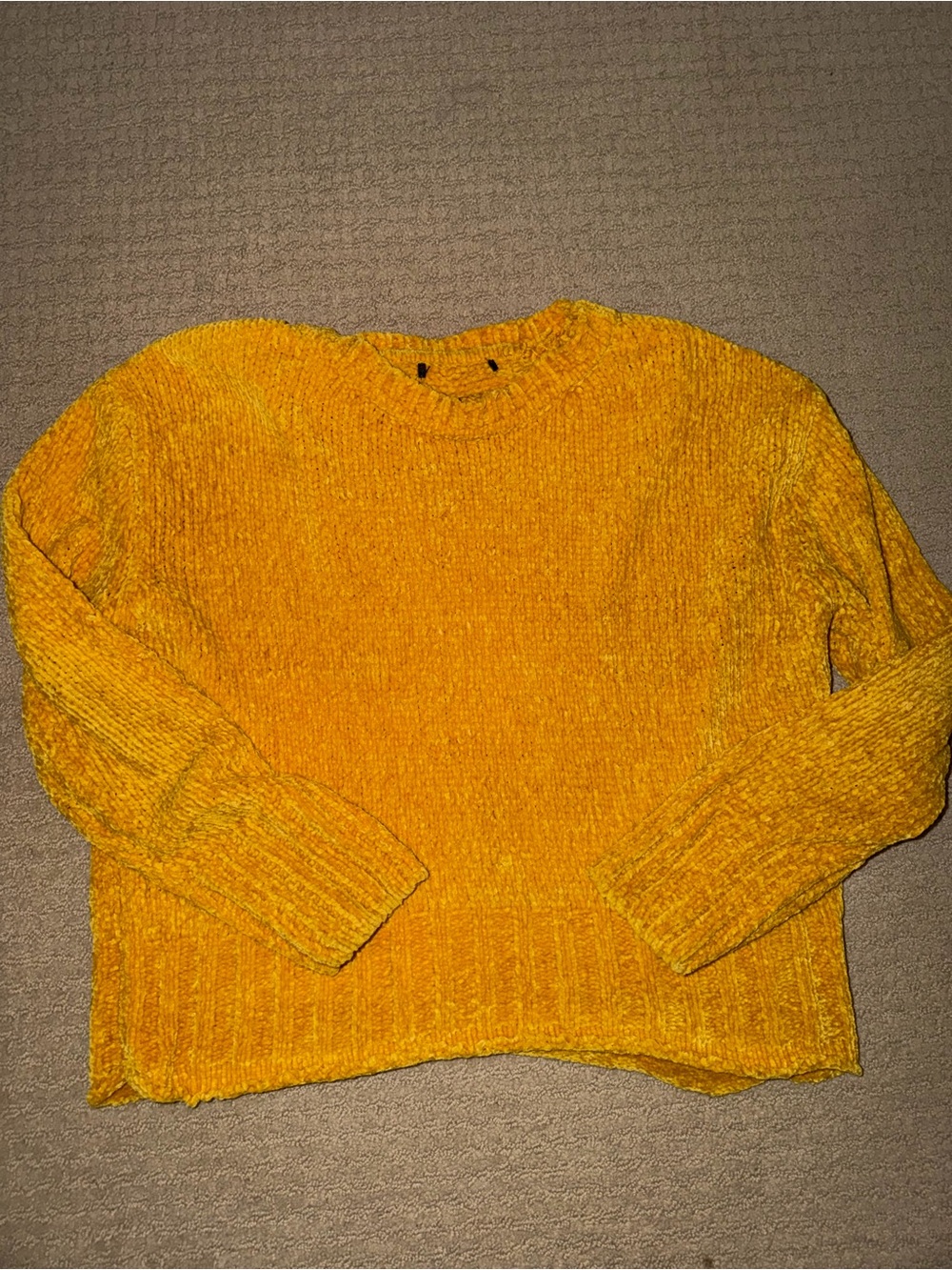 Cozy Chenille Crewneck Sweater - Mustard Yellow